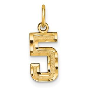 14k Yellow Gold, Varsity Collection, Small D/C Pendant Number 5